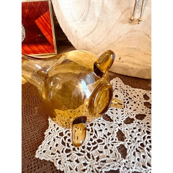 Vintage L.E. Smith Amber 3-Toed Footed Stretch Swung Bud Vase – Mid-Century Mode - Picture 4 of 4